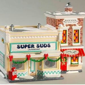 Dept 56 Snow Village “Super Suds Laundromat” with Box. Retired
